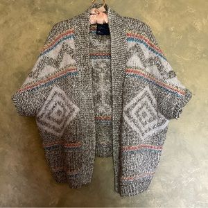American Eagle Oversized Southwestern Wool Alpaca Blend Draped Cardigan Sweater